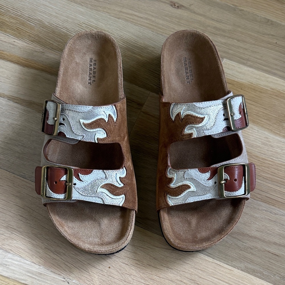 Isabel Marant Tan and Cream Sandals - Picture 2 of 5